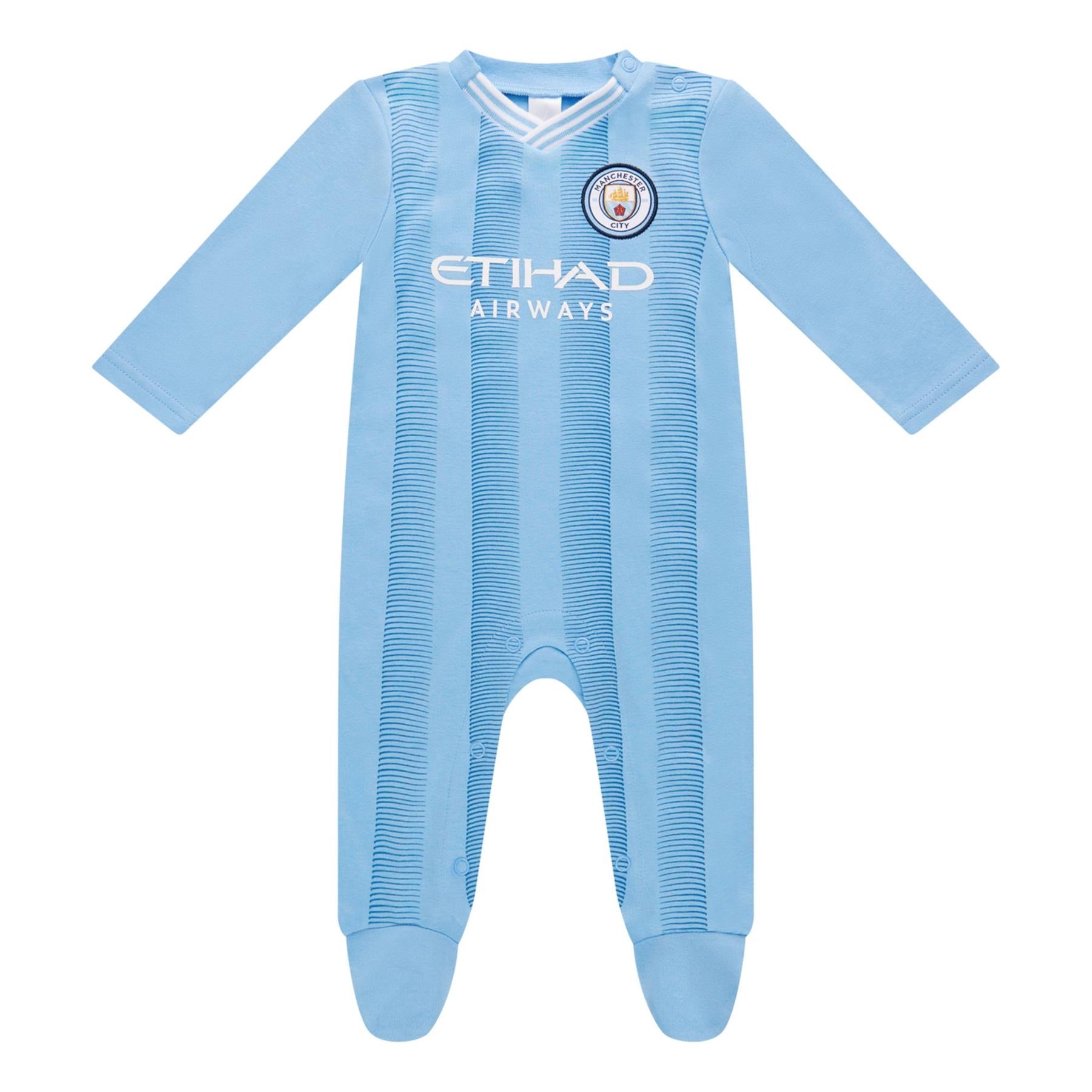 Manchester City FC Baby Kit Home Sleepsuit | 2023/24