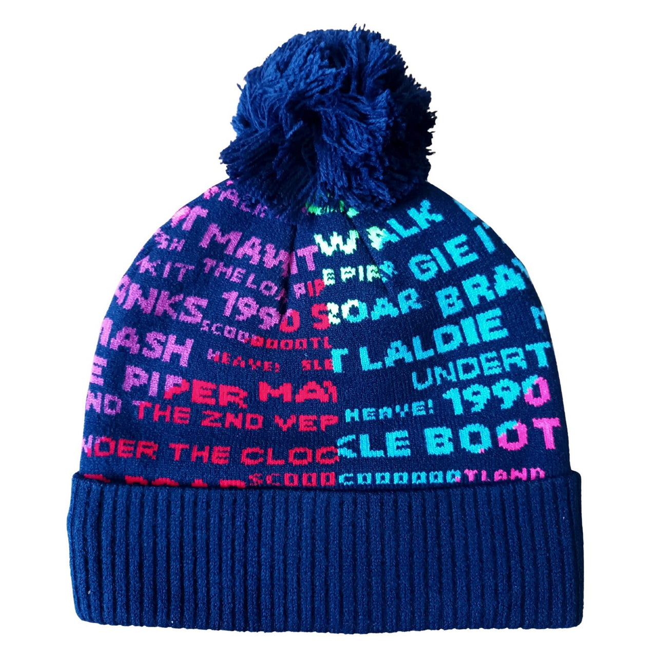 Macron Scotland Rugby Pom Pom Beanie Hat | Navy/Multi | 2025/26 | Adult