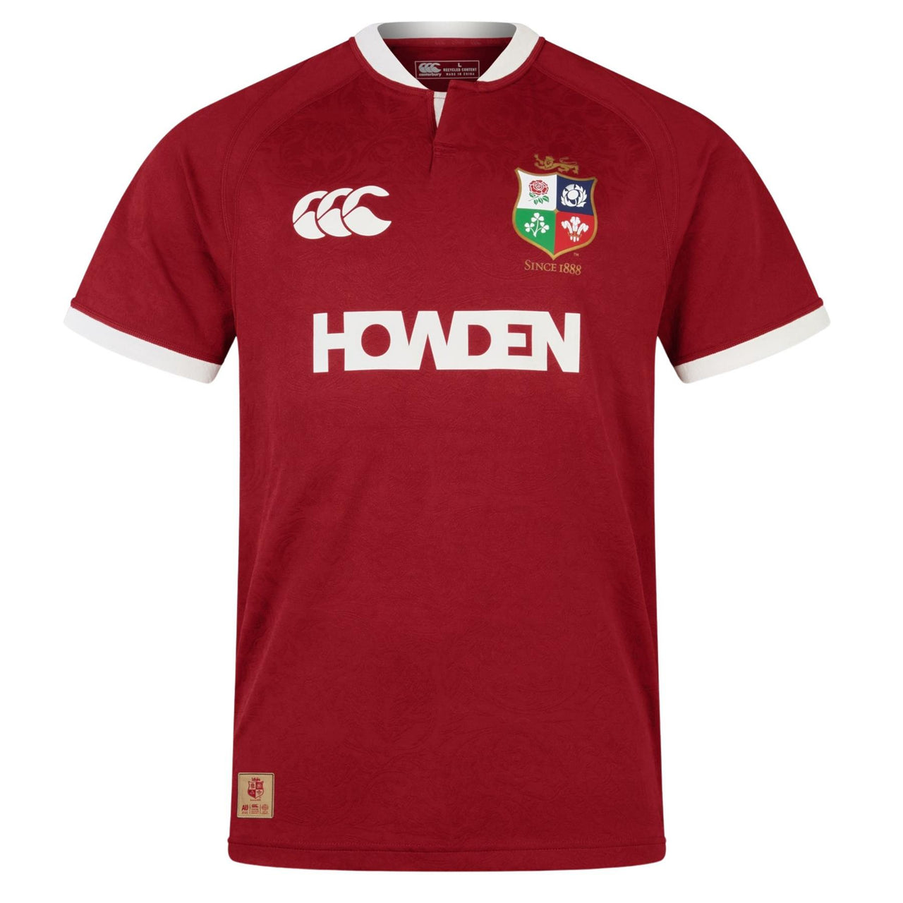 A photo showing the front of the new official British & Irish Lions jersey shirt. Junior sized