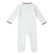 The back of the England Football 1982 World Cup Retro Home Baby Sleepsuit showing a plain white back