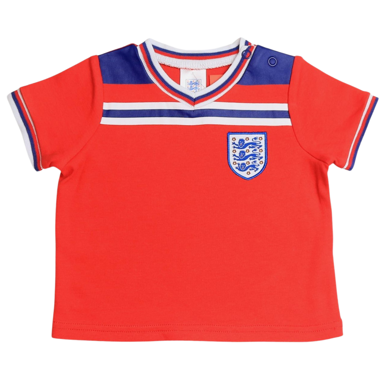 England retro 1982 football shirt in red with England three lions logo
