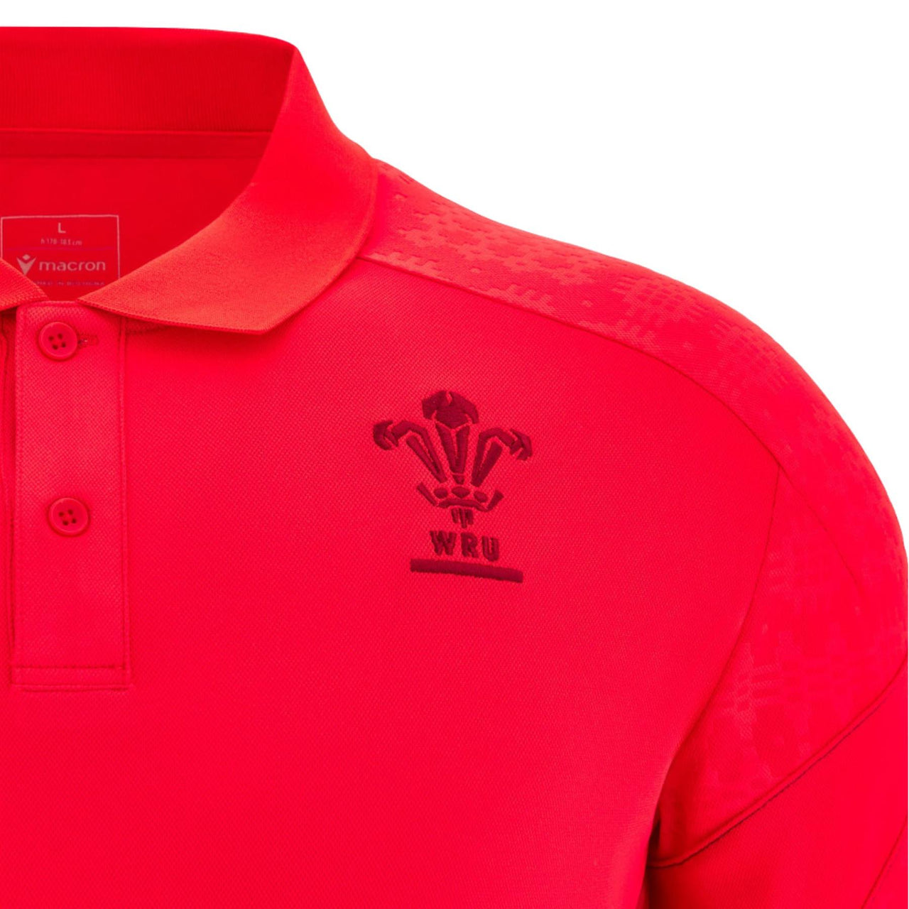 Macron Wales Rugby Mens Travel Polo Shirt | Red | 2025/26