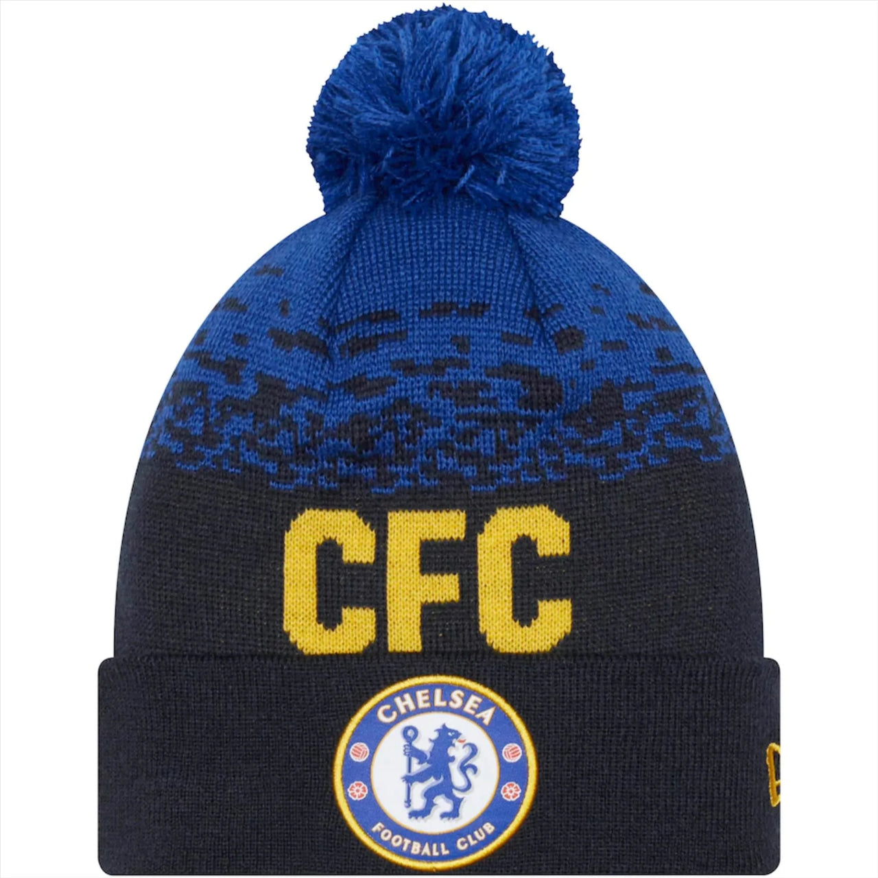 Chelsea FC New Era Marl Cuff Bobble Beanie Hat | Blue | 2022/23