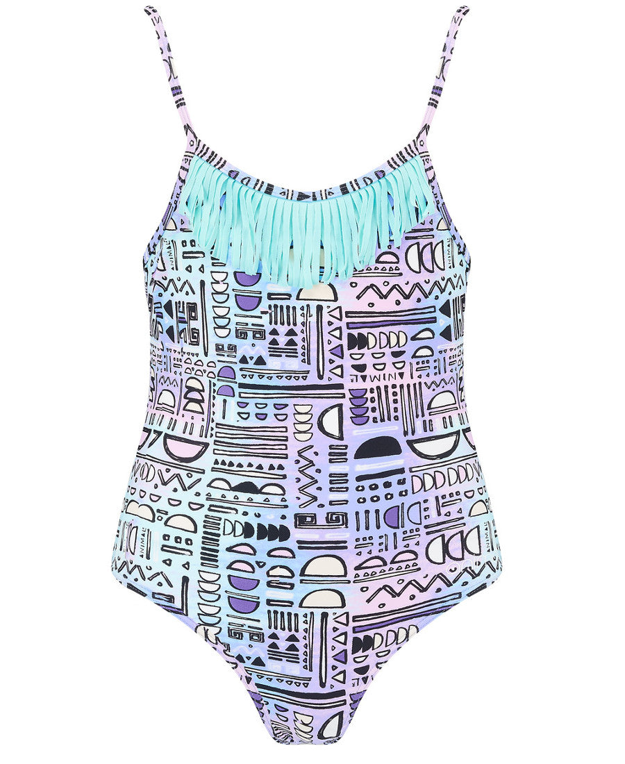 Animal Ripples Girl's Swimsuit - Purple