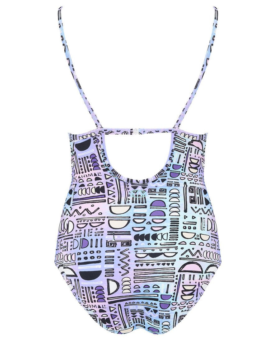 Animal Ripples Girl's Swimsuit - Purple