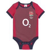 A front shot of the Official England Rugby Alternate Baby Bodysuit in Red