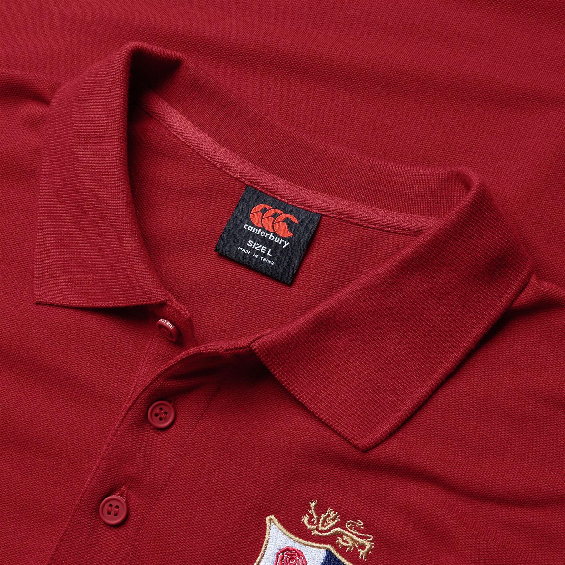 Canterbury British & Irish Lions Rugby Mens Pique Polo Shirt in Red, CollarDetail