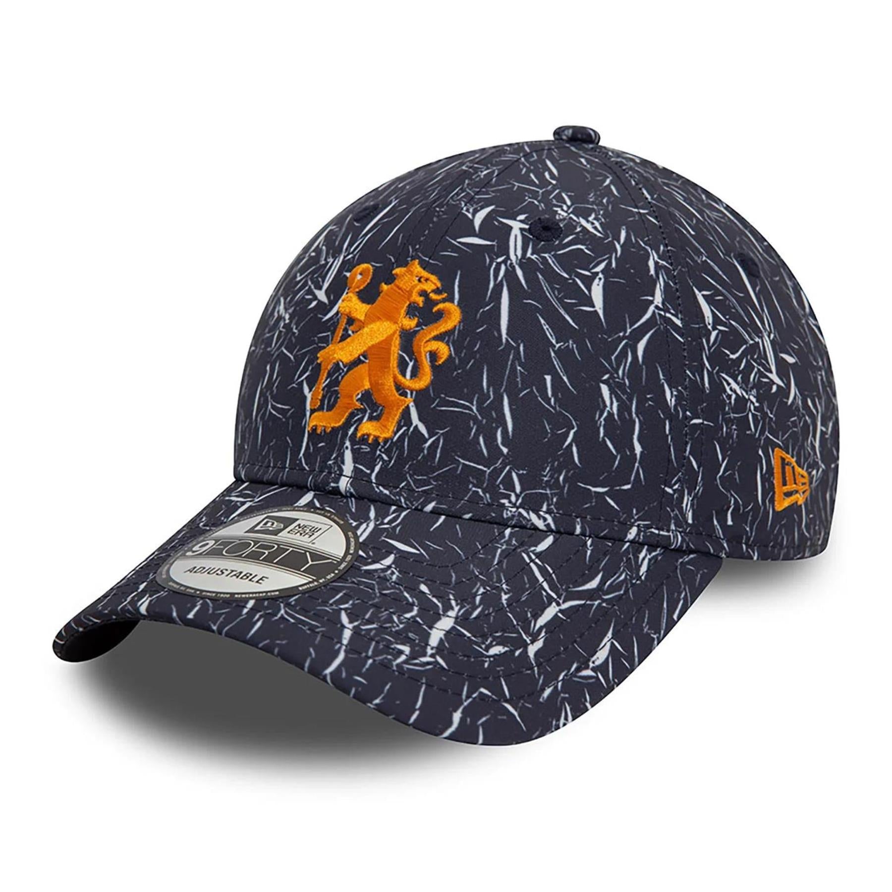 Chelsea FC New Era 9Forty Crinkle AOP Baseball Cap | Adult | Grey | 2024
