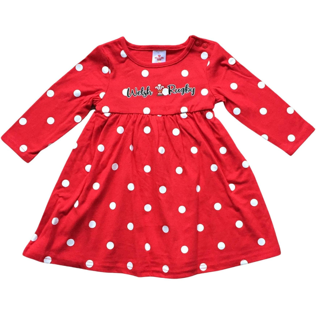 Wales WRU Rugby Baby Girls Polka Dot Dress | Red
