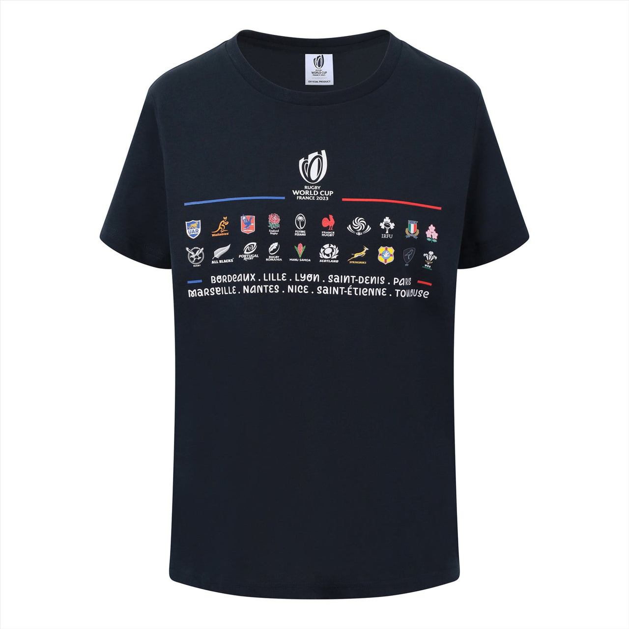 Rugby World Cup 2023 Women's 20 Unions Stacked T-Shirt | Navy