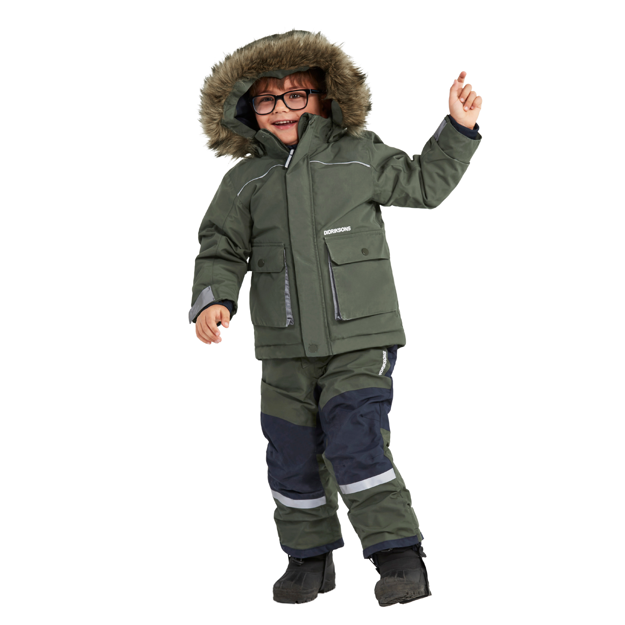 Bjornen Parka | Didriksons Deep Kids Green Coat Winter