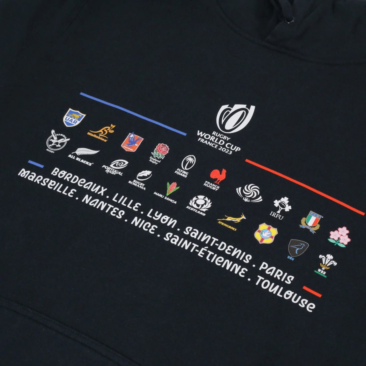 Rugby World Cup 2023 Men's 20 Unions Stacked Hoodie | Navy